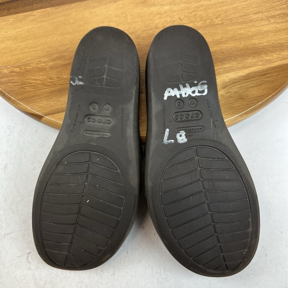 Womens Crocs Rhonda Brown Slip On Comfort Mini Wedge Slides Sandals Size 6 M GUC - Picture 7 of 8